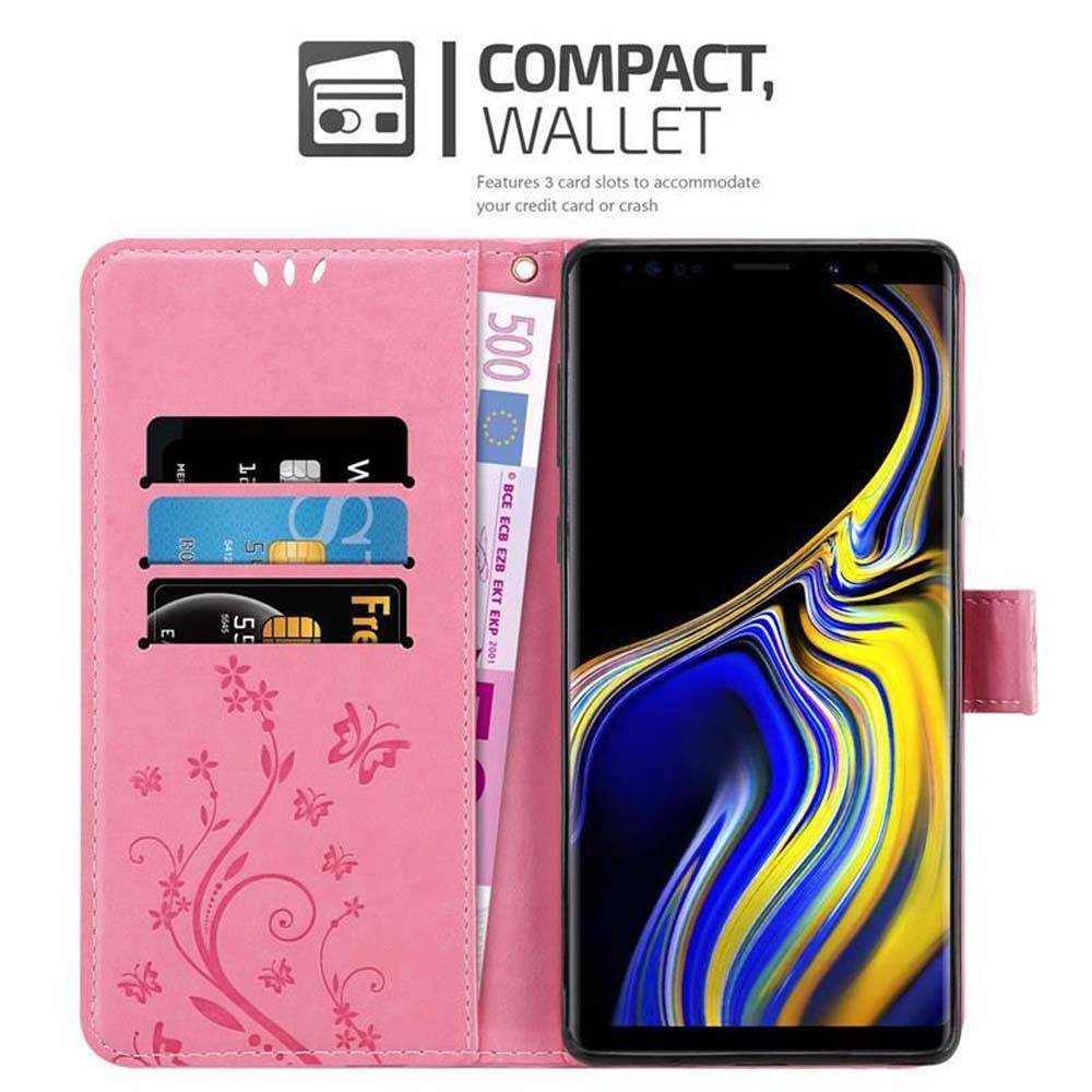 Cadorabo Hülle für Samsung Galaxy NOTE 9 Schutz Hülle in Rosa Schutzhülle Handy Hülle Etui Case Blumen Flower