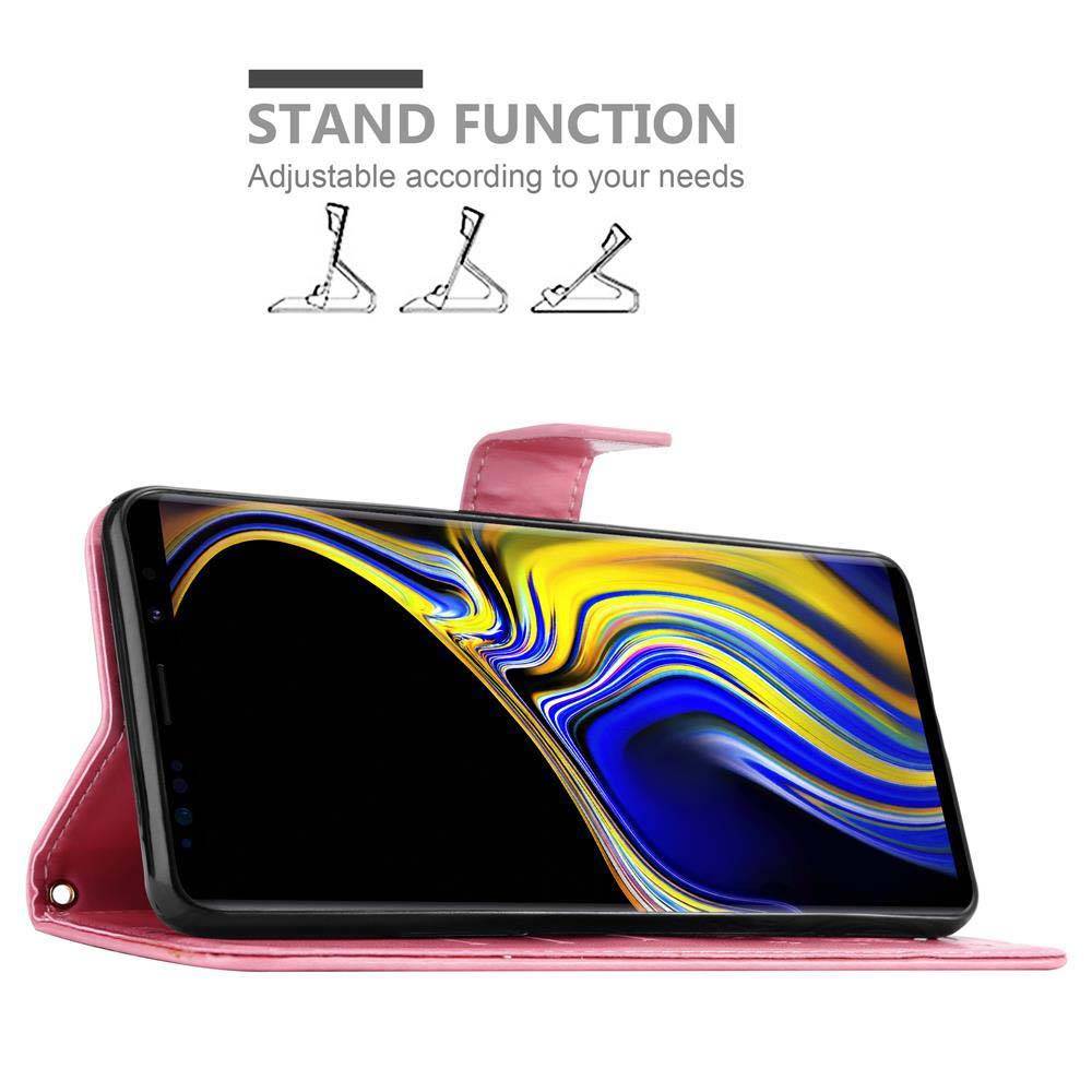 Cadorabo Hülle für Samsung Galaxy NOTE 9 Schutz Hülle in Rosa Schutzhülle Handy Hülle Etui Case Blumen Flower