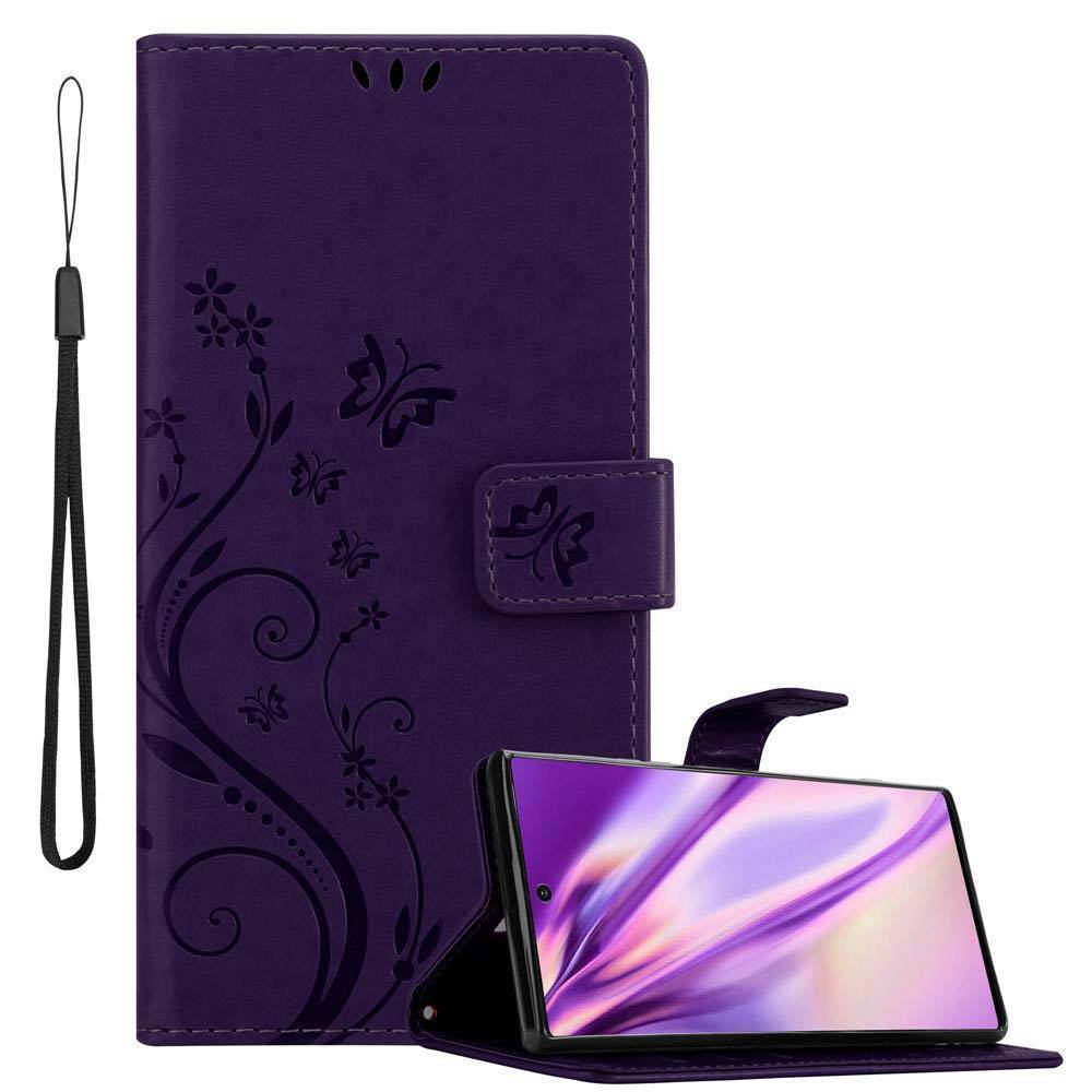 Cadorabo Hülle für Samsung Galaxy NOTE 10 PLUS Schutz Hülle in Lila Schutzhülle Handy Hülle Etui Case Blumen Flower