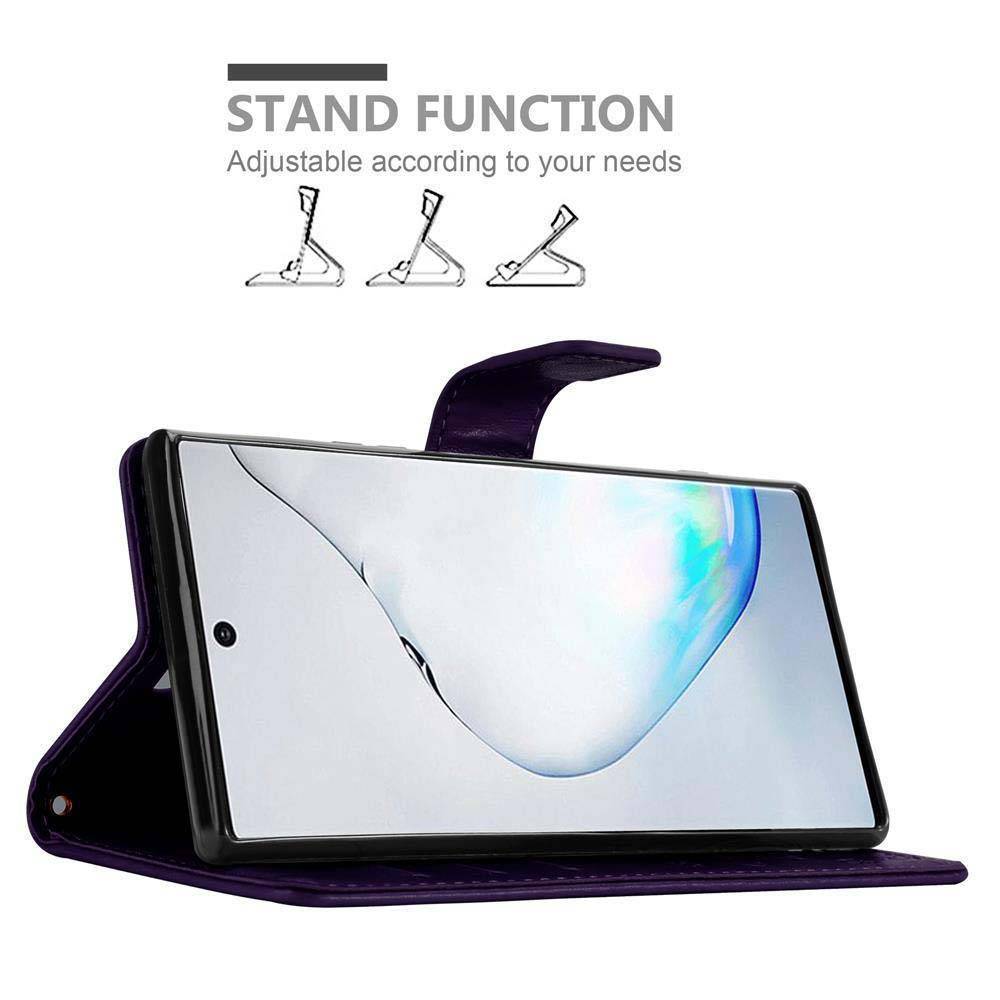Cadorabo Hülle für Samsung Galaxy NOTE 10 PLUS Schutz Hülle in Lila Schutzhülle Handy Hülle Etui Case Blumen Flower