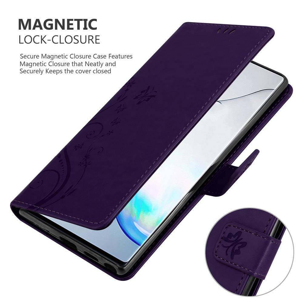 Cadorabo Hülle für Samsung Galaxy NOTE 10 PLUS Schutz Hülle in Lila Schutzhülle Handy Hülle Etui Case Blumen Flower