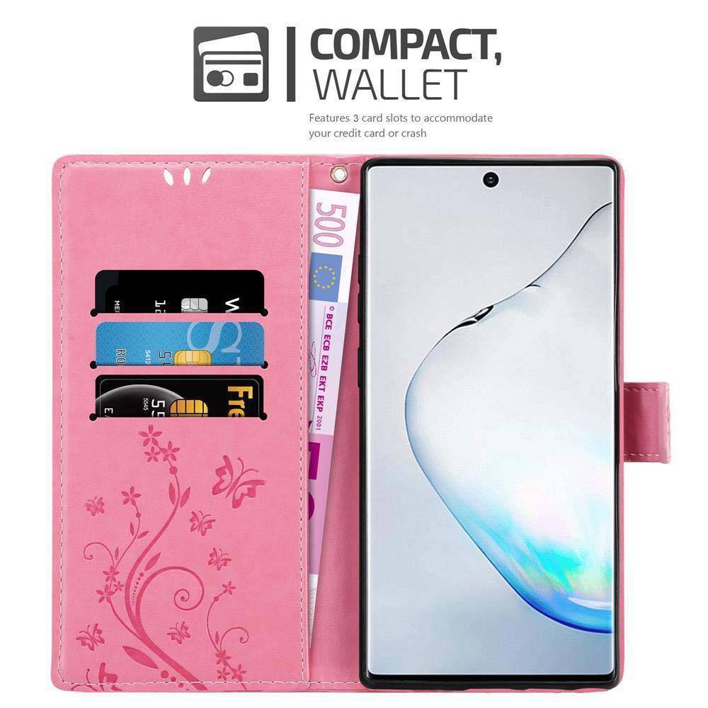 Cadorabo Hülle für Samsung Galaxy NOTE 10 PLUS Schutz Hülle in Rosa Schutzhülle Handy Hülle Etui Case Blumen Flower