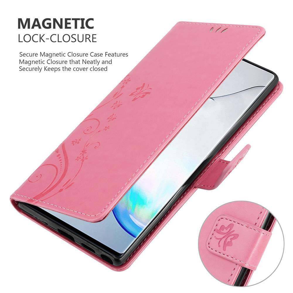 Cadorabo Hülle für Samsung Galaxy NOTE 10 PLUS Schutz Hülle in Rosa Schutzhülle Handy Hülle Etui Case Blumen Flower