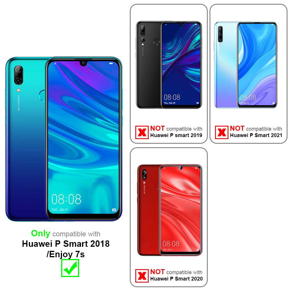 Cadorabo Hülle für Huawei P SMART 2018 / Enjoy 7S Schutz Hülle in Grau Schutzhülle Handy Hülle Etui Case Blumen Flower