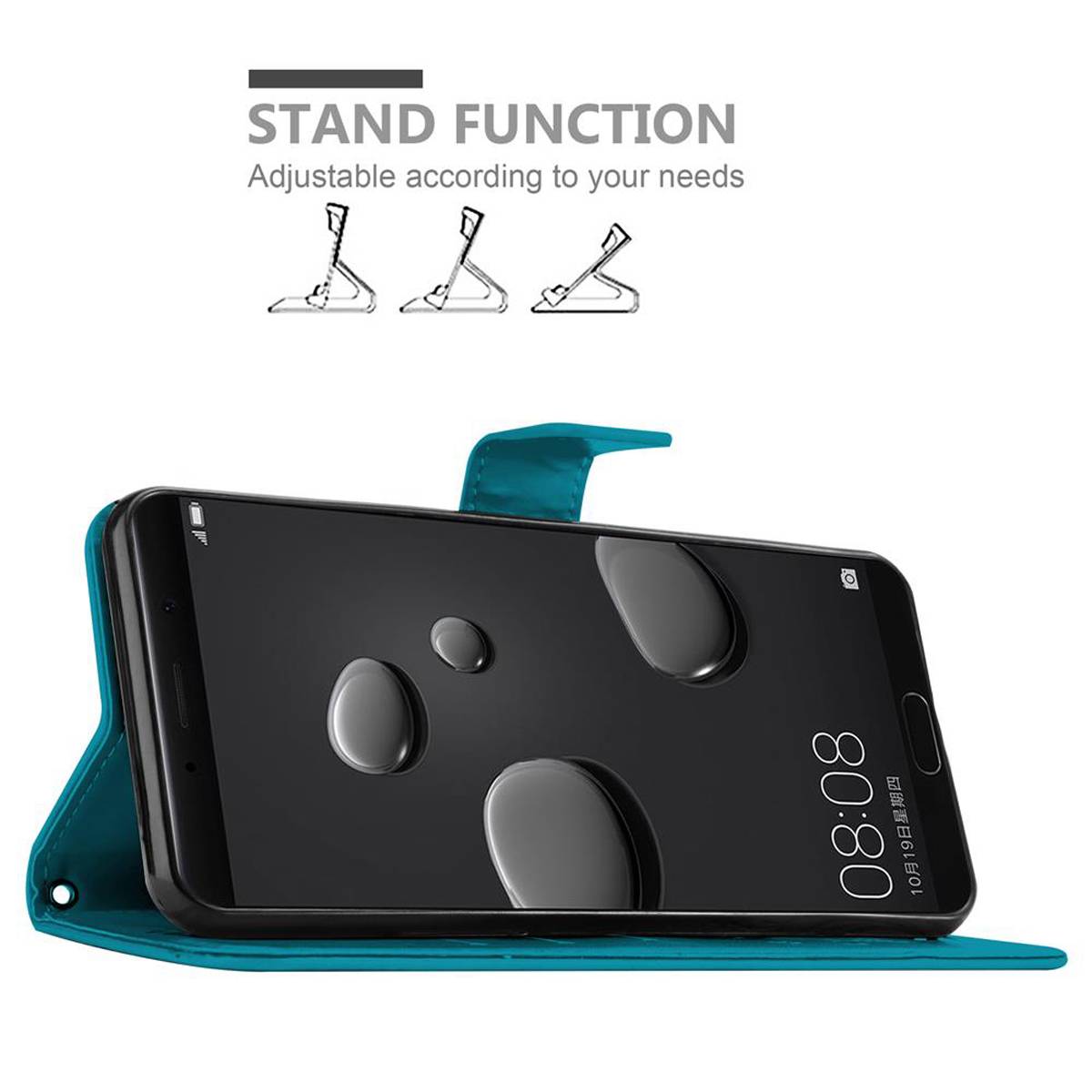 Cadorabo Hülle für Huawei MATE 10 / NOVA 2i Schutz Hülle in Blau Schutzhülle Handy Hülle Etui Case Blumen Flower