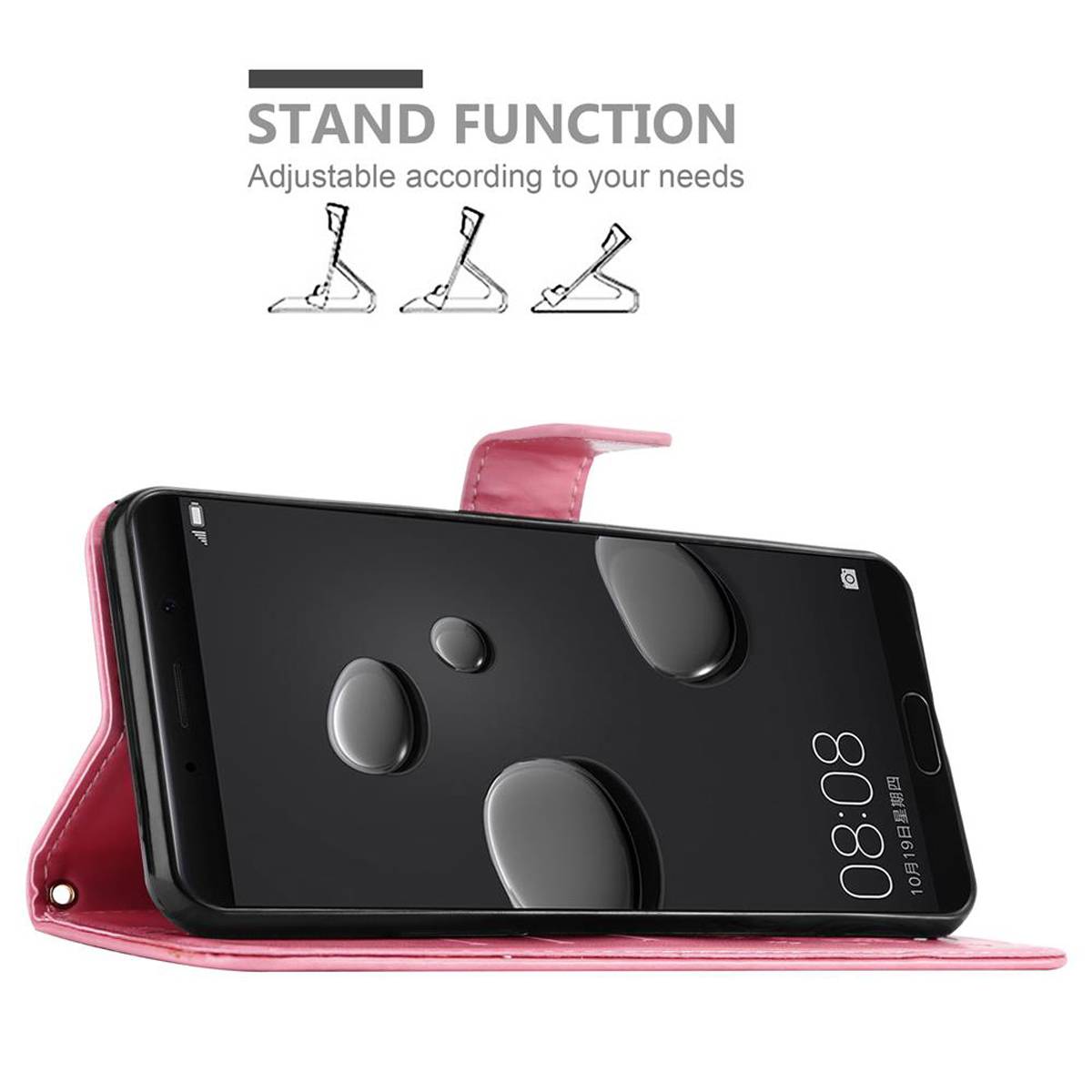 Cadorabo Hülle für Huawei MATE 10 / NOVA 2i Schutz Hülle in Rosa Schutzhülle Handy Hülle Etui Case Blumen Flower