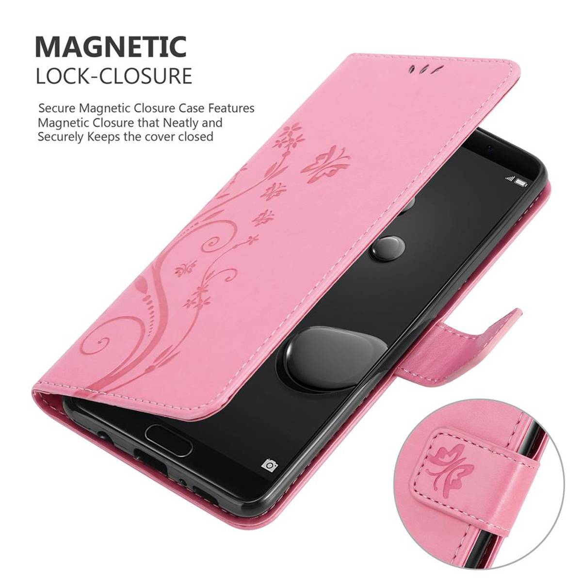 Cadorabo Hülle für Huawei MATE 10 / NOVA 2i Schutz Hülle in Rosa Schutzhülle Handy Hülle Etui Case Blumen Flower