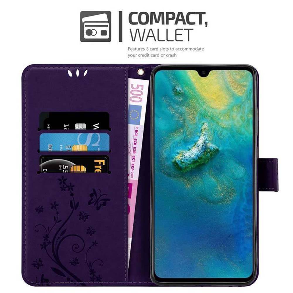 Cadorabo Hülle für Huawei MATE 20 Schutz Hülle in Lila Schutzhülle Handy Hülle Etui Case Blumen Flower