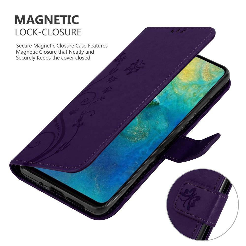 Cadorabo Hülle für Huawei MATE 20 Schutz Hülle in Lila Schutzhülle Handy Hülle Etui Case Blumen Flower