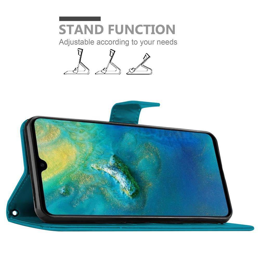 Cadorabo Hülle für Huawei MATE 20 Schutz Hülle in Blau Schutzhülle Handy Hülle Etui Case Blumen Flower