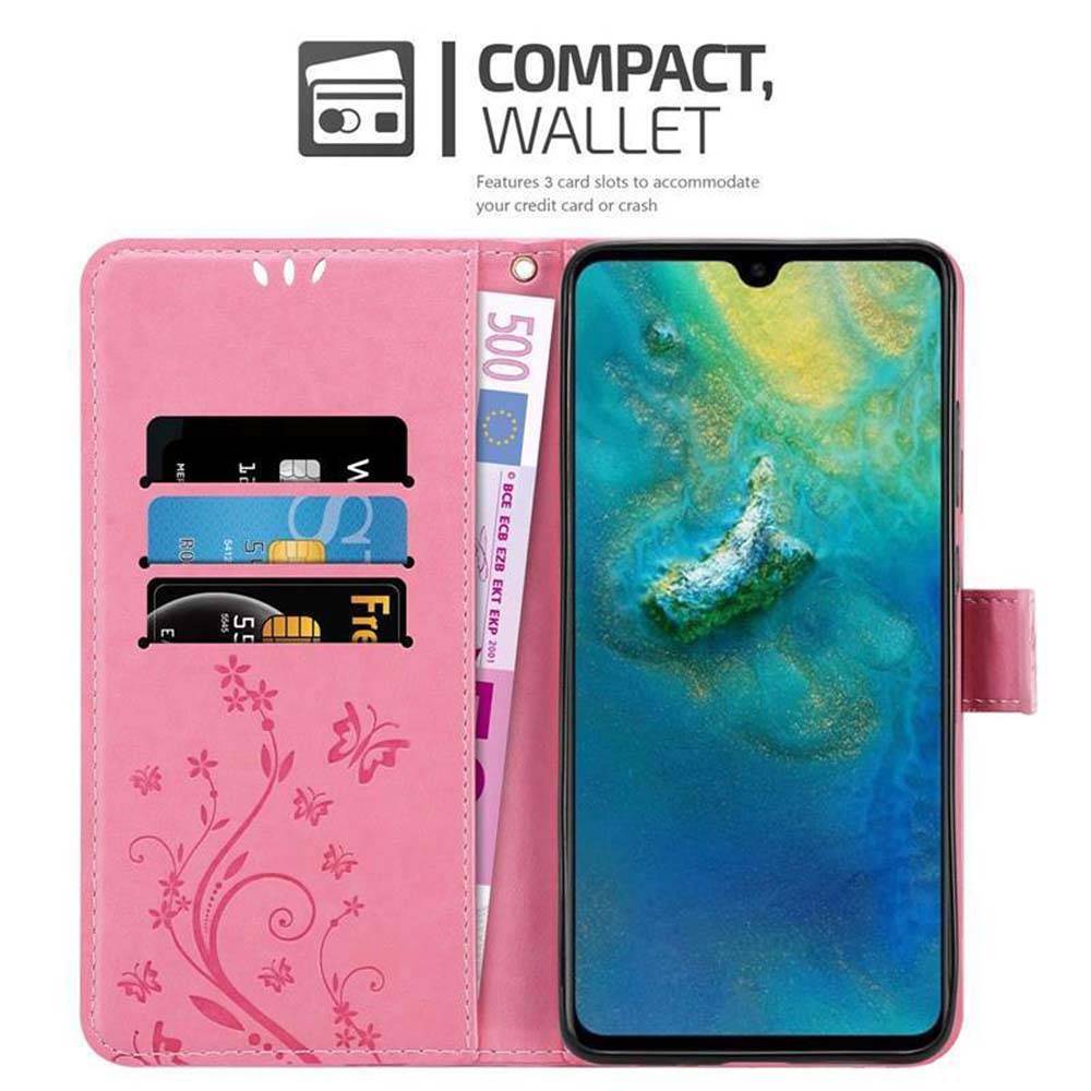 Cadorabo Hülle für Huawei MATE 20 Schutz Hülle in Rosa Schutzhülle Handy Hülle Etui Case Blumen Flower