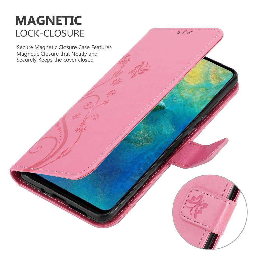 Cadorabo Hülle für Huawei MATE 20 Schutz Hülle in Rosa Schutzhülle Handy Hülle Etui Case Blumen Flower