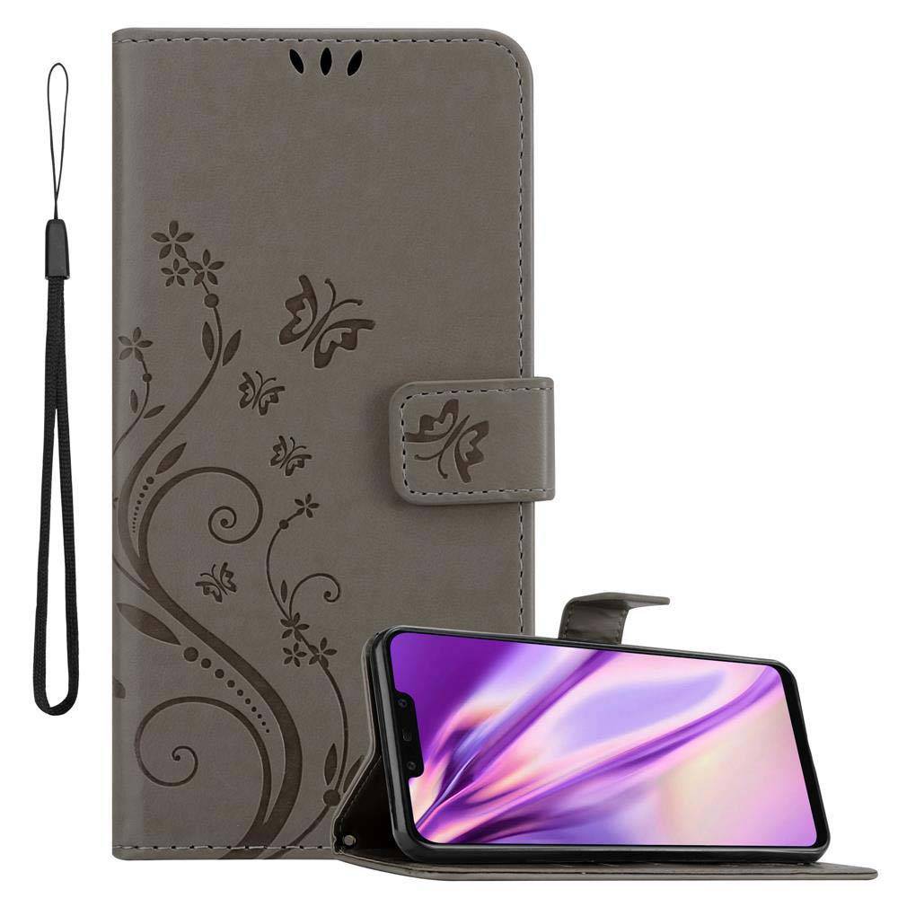 Cadorabo Hülle für Huawei MATE 20 LITE Schutz Hülle in Grau Schutzhülle Handy Hülle Etui Case Blumen Flower