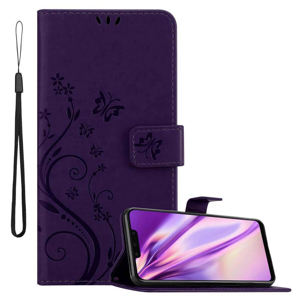 Cadorabo Hülle für Huawei MATE 20 LITE Schutz Hülle in Lila Schutzhülle Handy Hülle Etui Case Blumen Flower