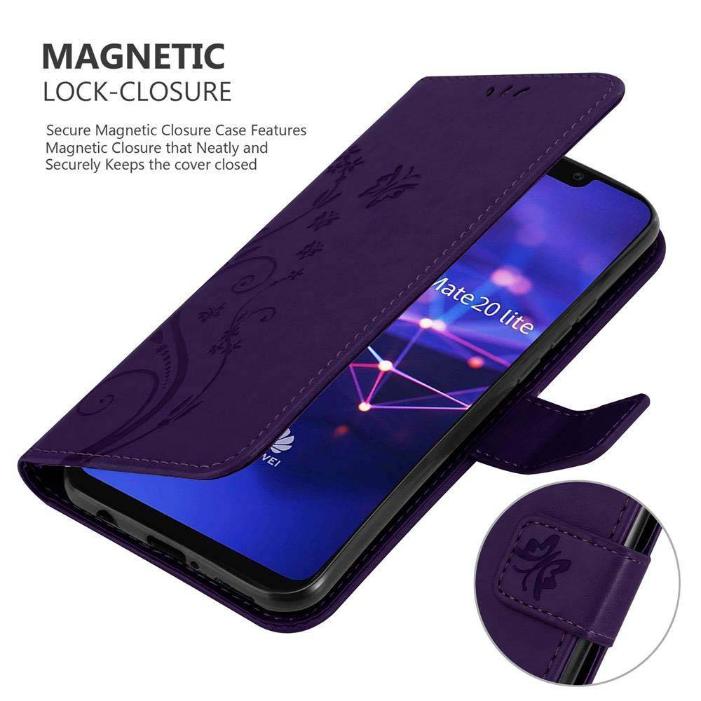 Cadorabo Hülle für Huawei MATE 20 LITE Schutz Hülle in Lila Schutzhülle Handy Hülle Etui Case Blumen Flower