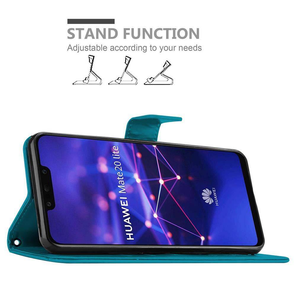 Cadorabo Hülle für Huawei MATE 20 LITE Schutz Hülle in Blau Schutzhülle Handy Hülle Etui Case Blumen Flower