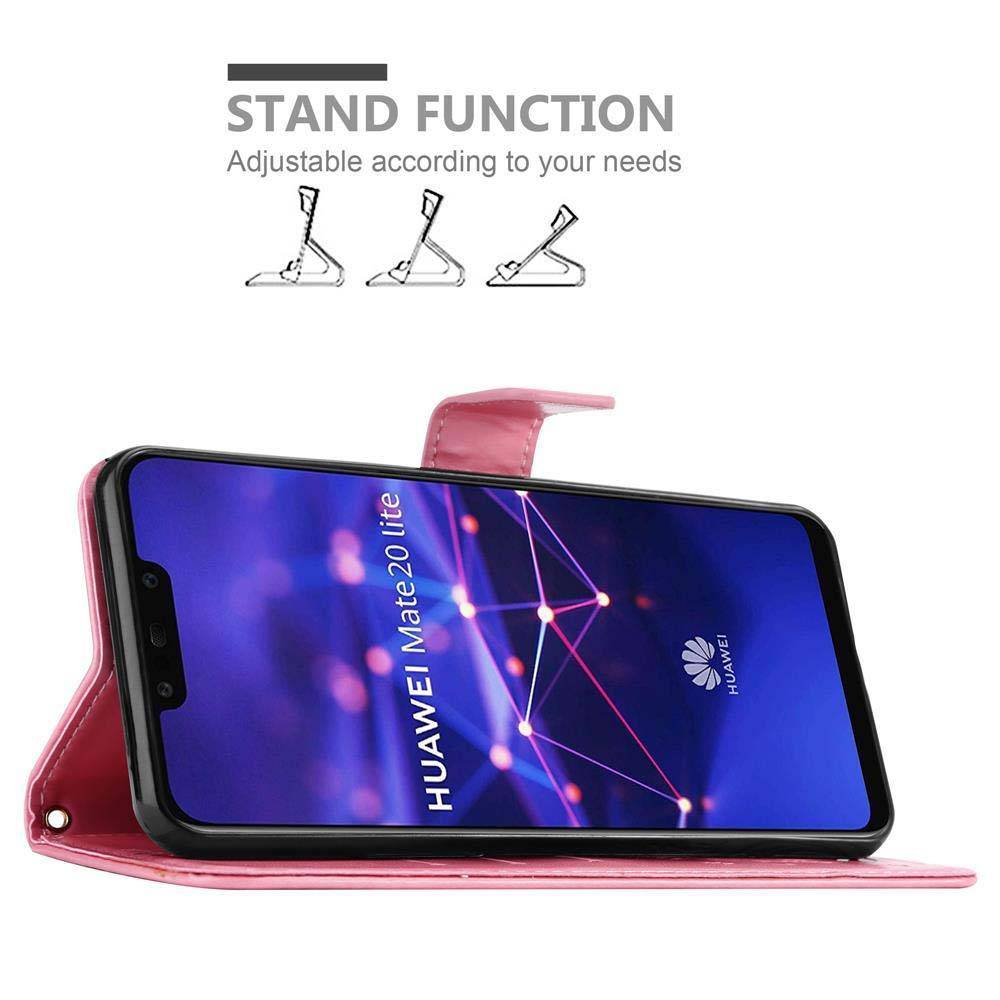 Cadorabo Hülle für Huawei MATE 20 LITE Schutz Hülle in Rosa Schutzhülle Handy Hülle Etui Case Blumen Flower