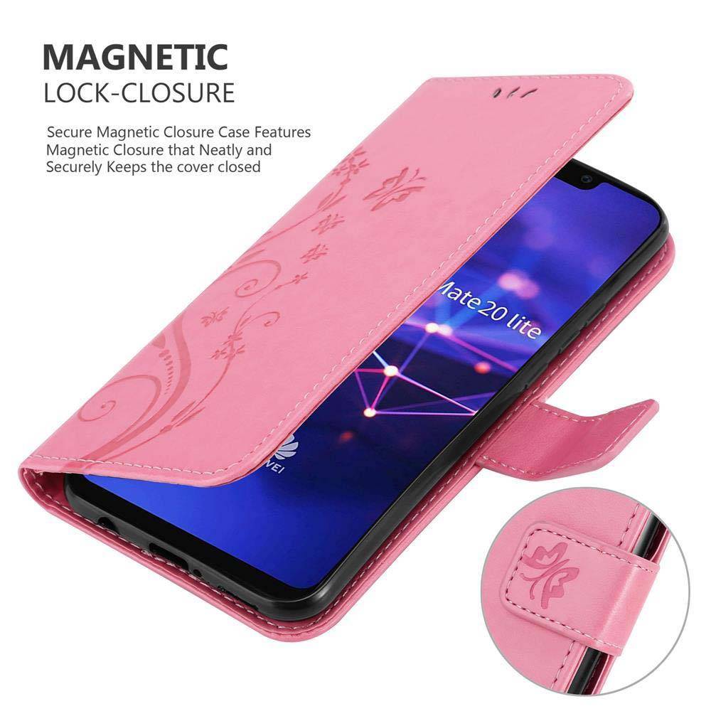 Cadorabo Hülle für Huawei MATE 20 LITE Schutz Hülle in Rosa Schutzhülle Handy Hülle Etui Case Blumen Flower