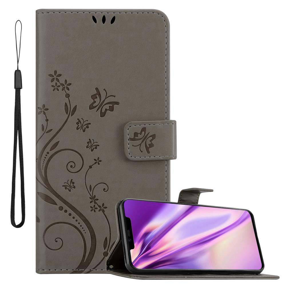 Cadorabo Hülle für Huawei MATE 20 PRO Schutz Hülle in Grau Schutzhülle Handy Hülle Etui Case Blumen Flower