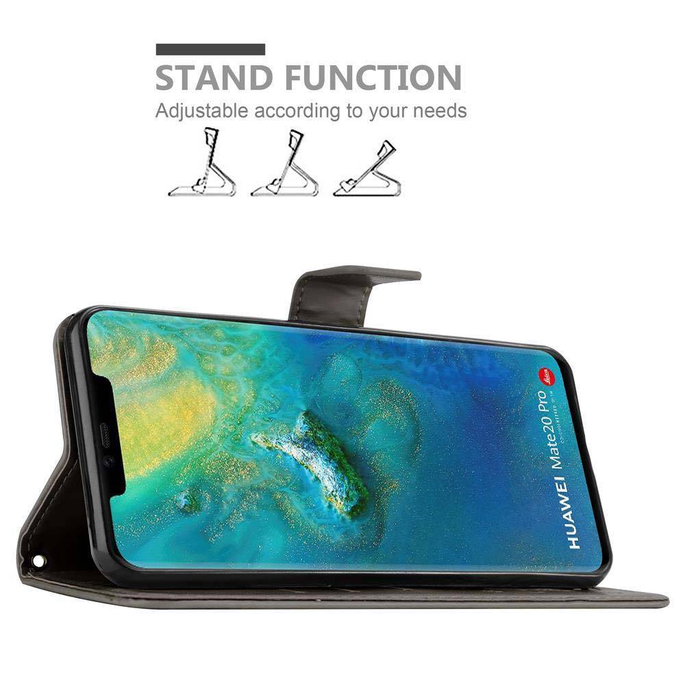 Cadorabo Hülle für Huawei MATE 20 PRO Schutz Hülle in Grau Schutzhülle Handy Hülle Etui Case Blumen Flower