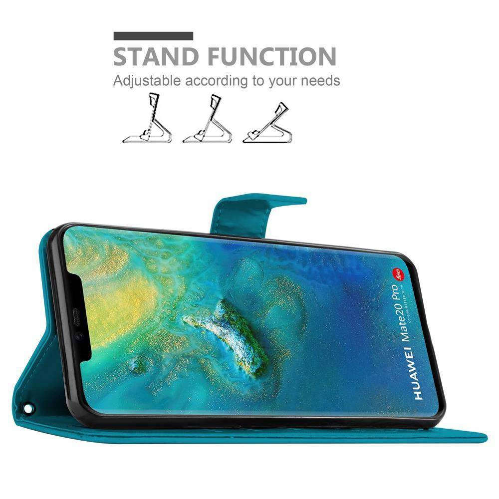 Cadorabo Hülle für Huawei MATE 20 PRO Schutz Hülle in Blau Schutzhülle Handy Hülle Etui Case Blumen Flower