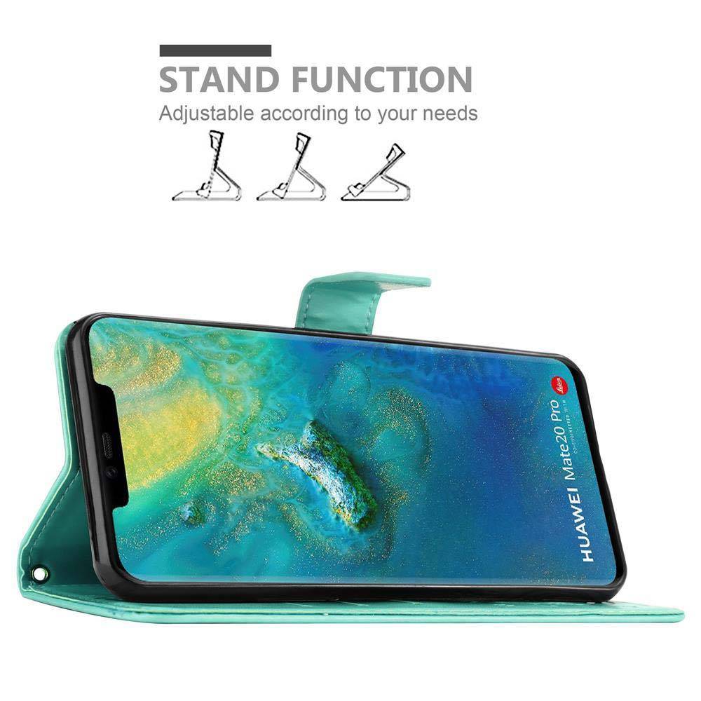 Cadorabo Hülle für Huawei MATE 20 PRO Schutz Hülle in Türkis Schutzhülle Handy Hülle Etui Case Blumen Flower