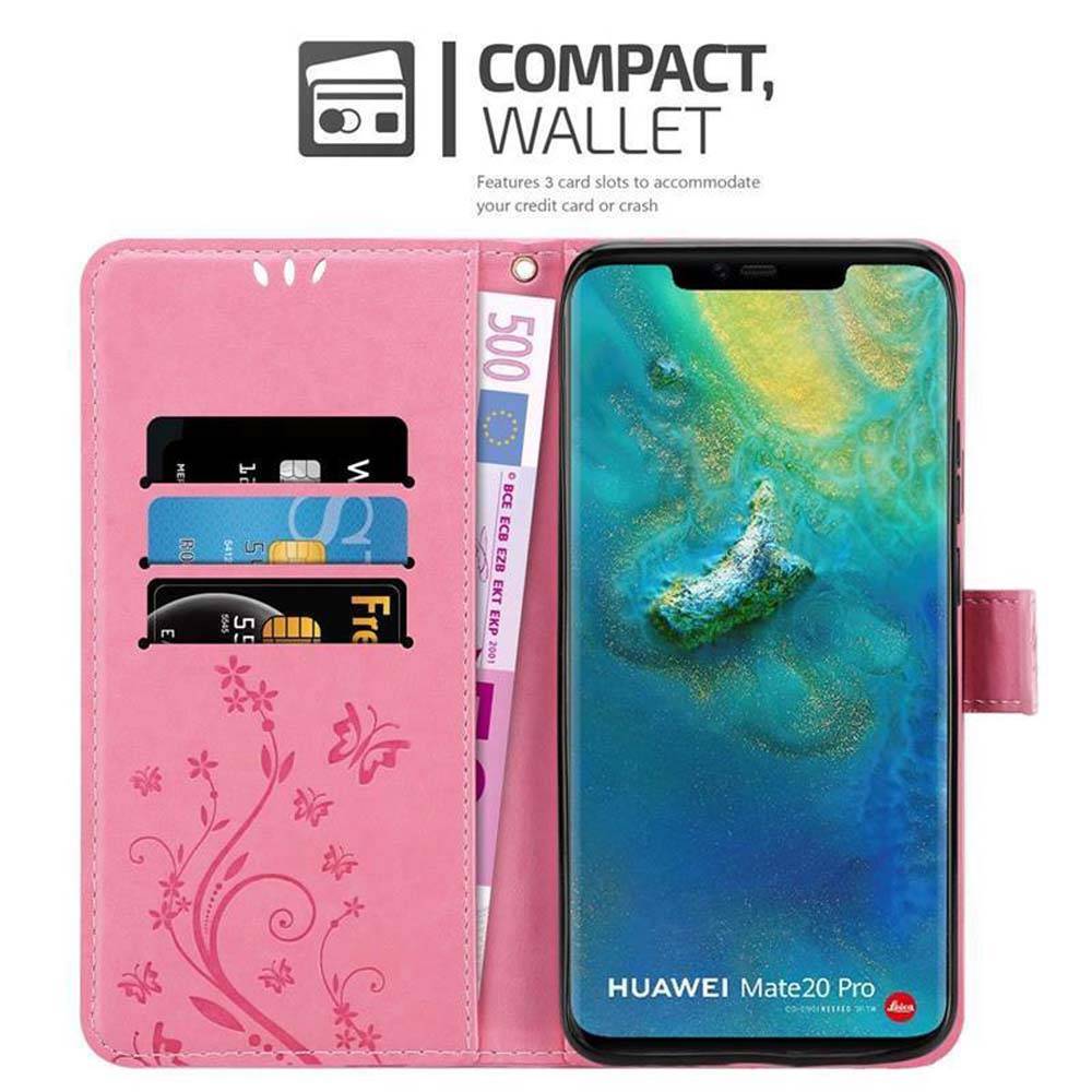 Cadorabo Hülle für Huawei MATE 20 PRO Schutz Hülle in Rosa Schutzhülle Handy Hülle Etui Case Blumen Flower