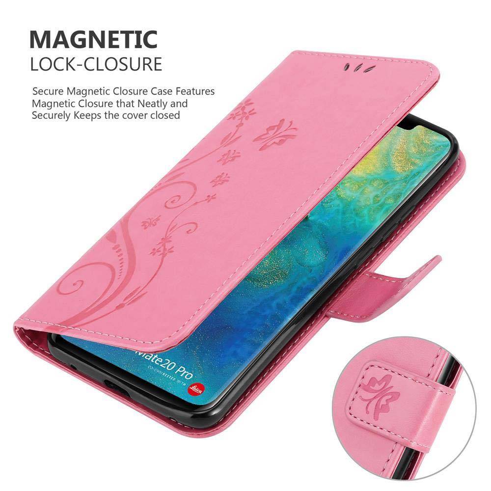 Cadorabo Hülle für Huawei MATE 20 PRO Schutz Hülle in Rosa Schutzhülle Handy Hülle Etui Case Blumen Flower