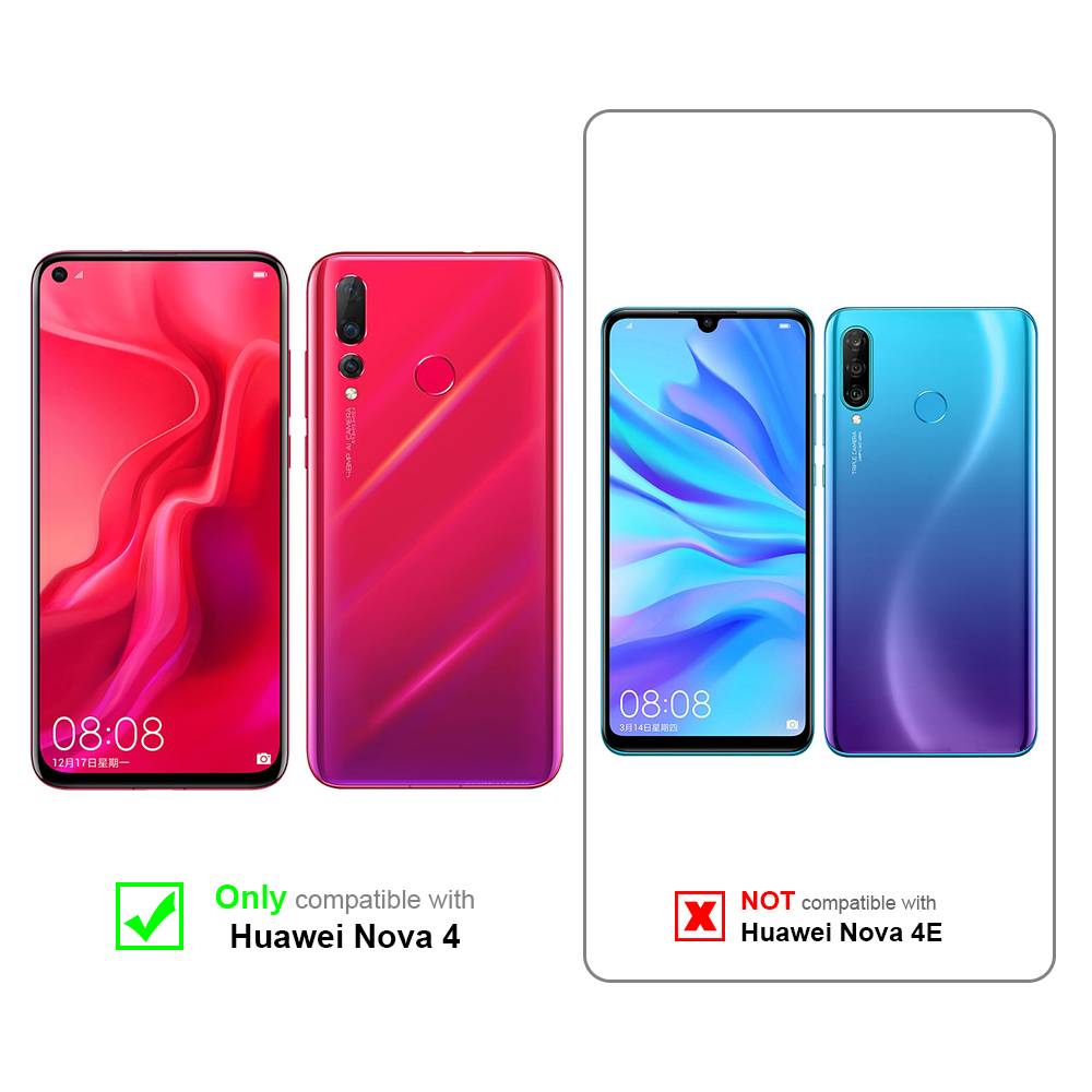 Cadorabo Hülle für Huawei NOVA 4 Schutz Hülle in Grau Schutzhülle Handy Hülle Etui Case Blumen Flower
