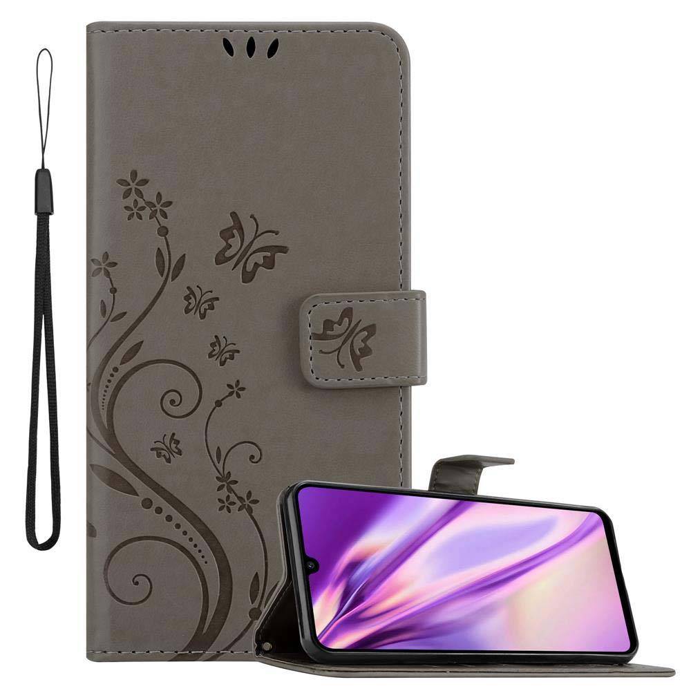 Cadorabo Hülle für Huawei P30 LITE Schutz Hülle in Grau Schutzhülle Handy Hülle Etui Case Blumen Flower
