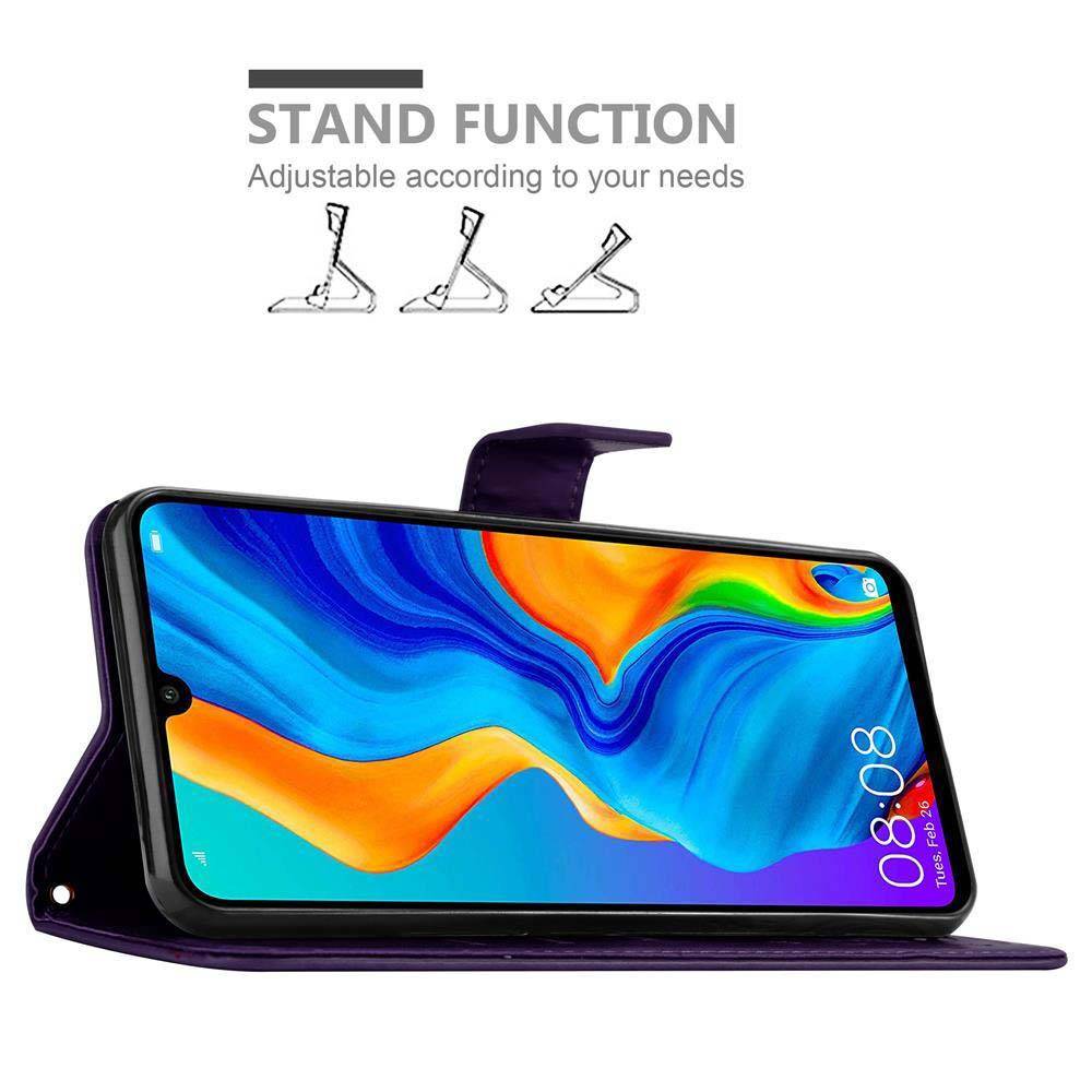Cadorabo Hülle für Huawei P30 LITE Schutz Hülle in Lila Schutzhülle Handy Hülle Etui Case Blumen Flower