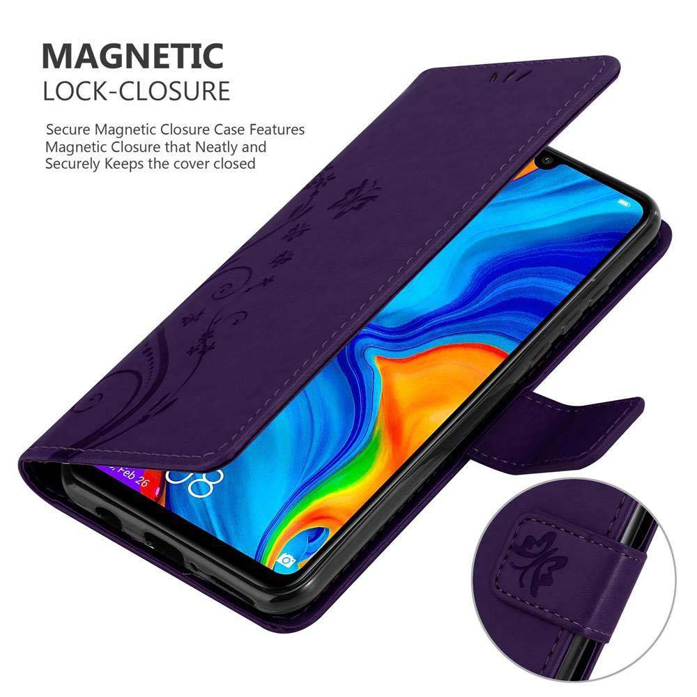 Cadorabo Hülle für Huawei P30 LITE Schutz Hülle in Lila Schutzhülle Handy Hülle Etui Case Blumen Flower