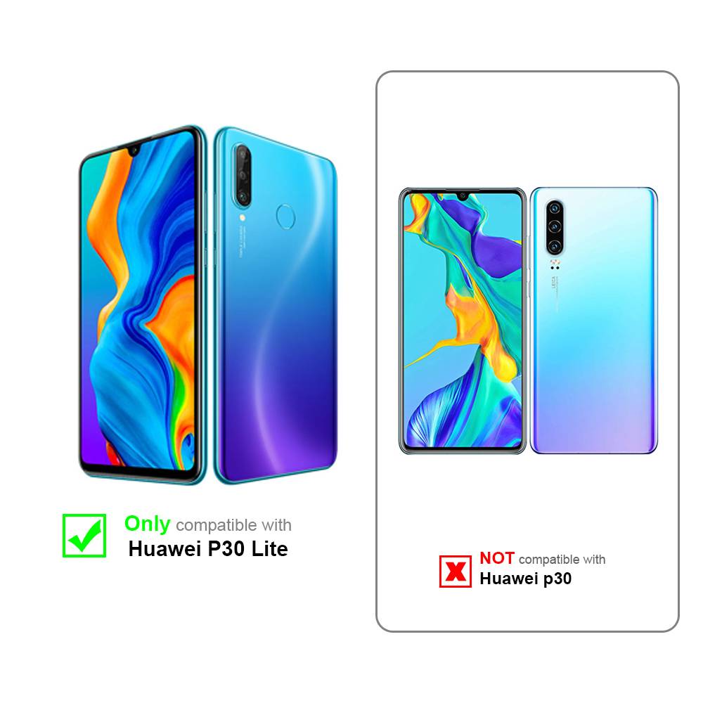 Cadorabo Hülle für Huawei P30 LITE Schutz Hülle in Türkis Schutzhülle Handy Hülle Etui Case Blumen Flower