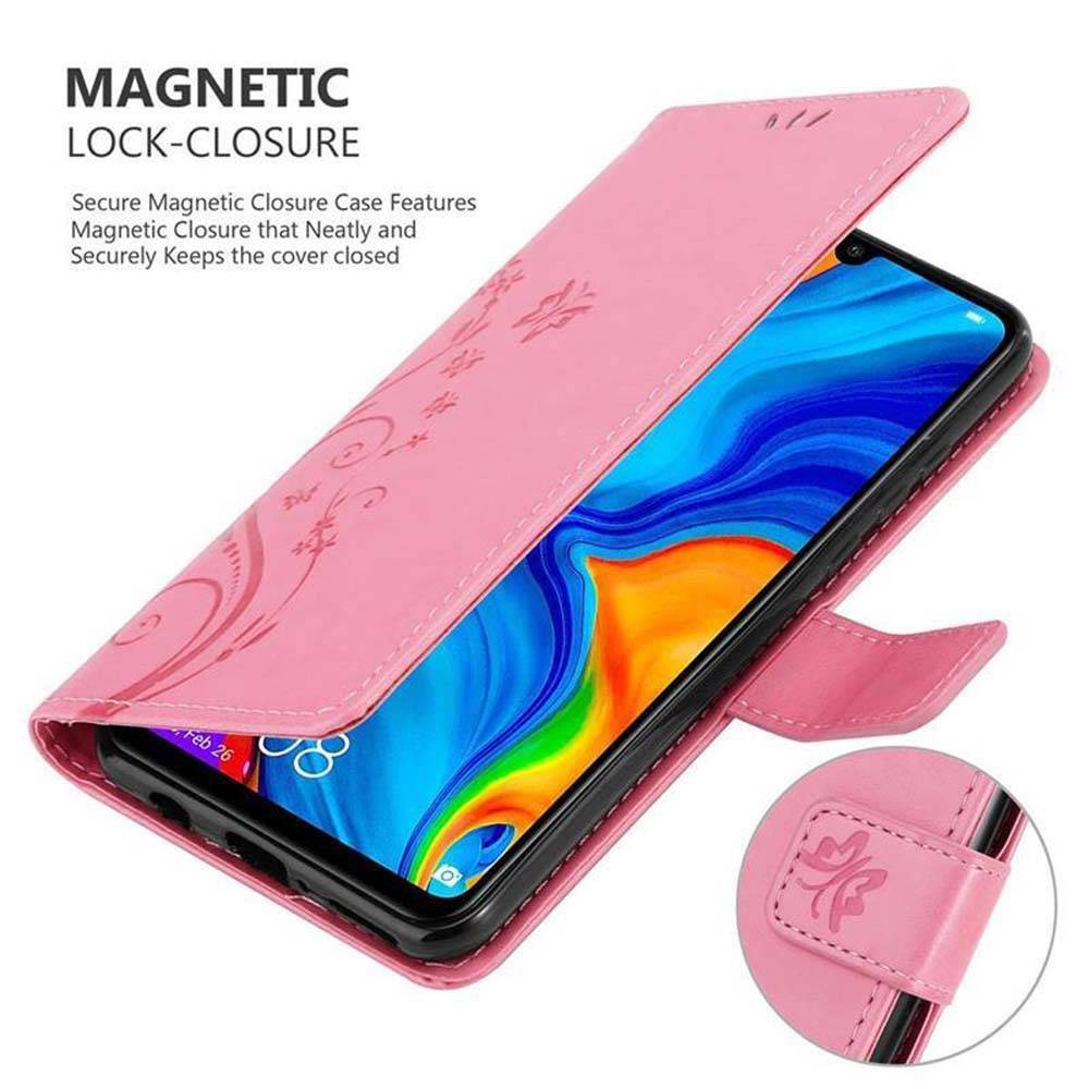 Cadorabo Hülle für Huawei P30 LITE Schutz Hülle in Rosa Schutzhülle Handy Hülle Etui Case Blumen Flower
