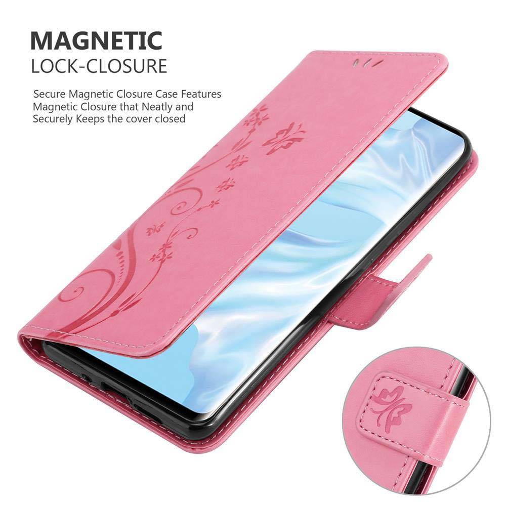 Cadorabo Hülle für Huawei P30 PRO Schutz Hülle in Rosa Schutzhülle Handy Hülle Etui Case Blumen Flower