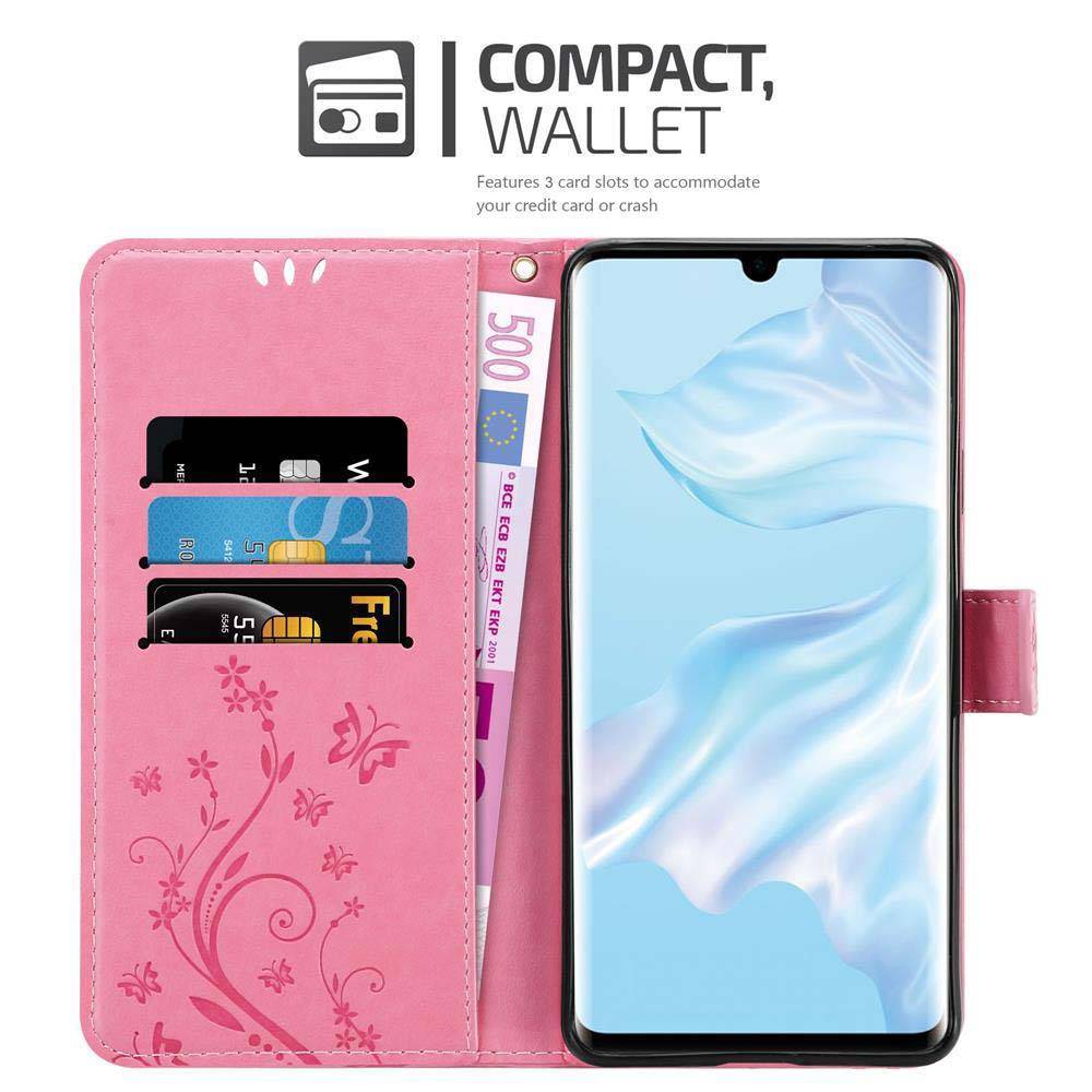 Cadorabo Hülle für Huawei P30 PRO Schutz Hülle in Rosa Schutzhülle Handy Hülle Etui Case Blumen Flower