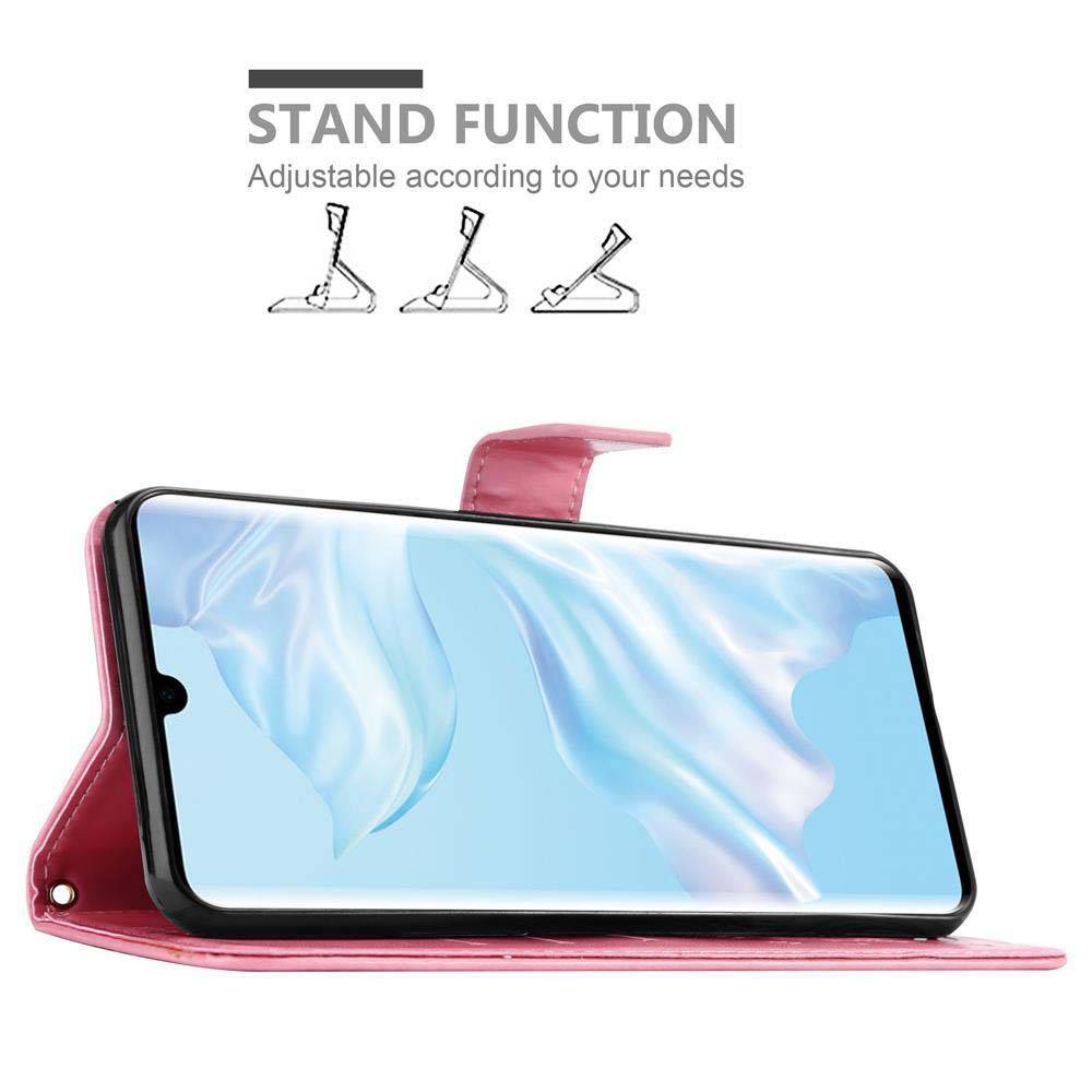 Cadorabo Hülle für Huawei P30 PRO Schutz Hülle in Rosa Schutzhülle Handy Hülle Etui Case Blumen Flower