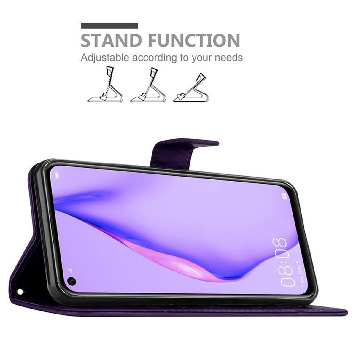 Cadorabo Hülle für Huawei NOVA 6 SE / P40 LITE / NOVA 7i Schutz Hülle in Lila Schutzhülle Handy Hülle Etui Case Blumen