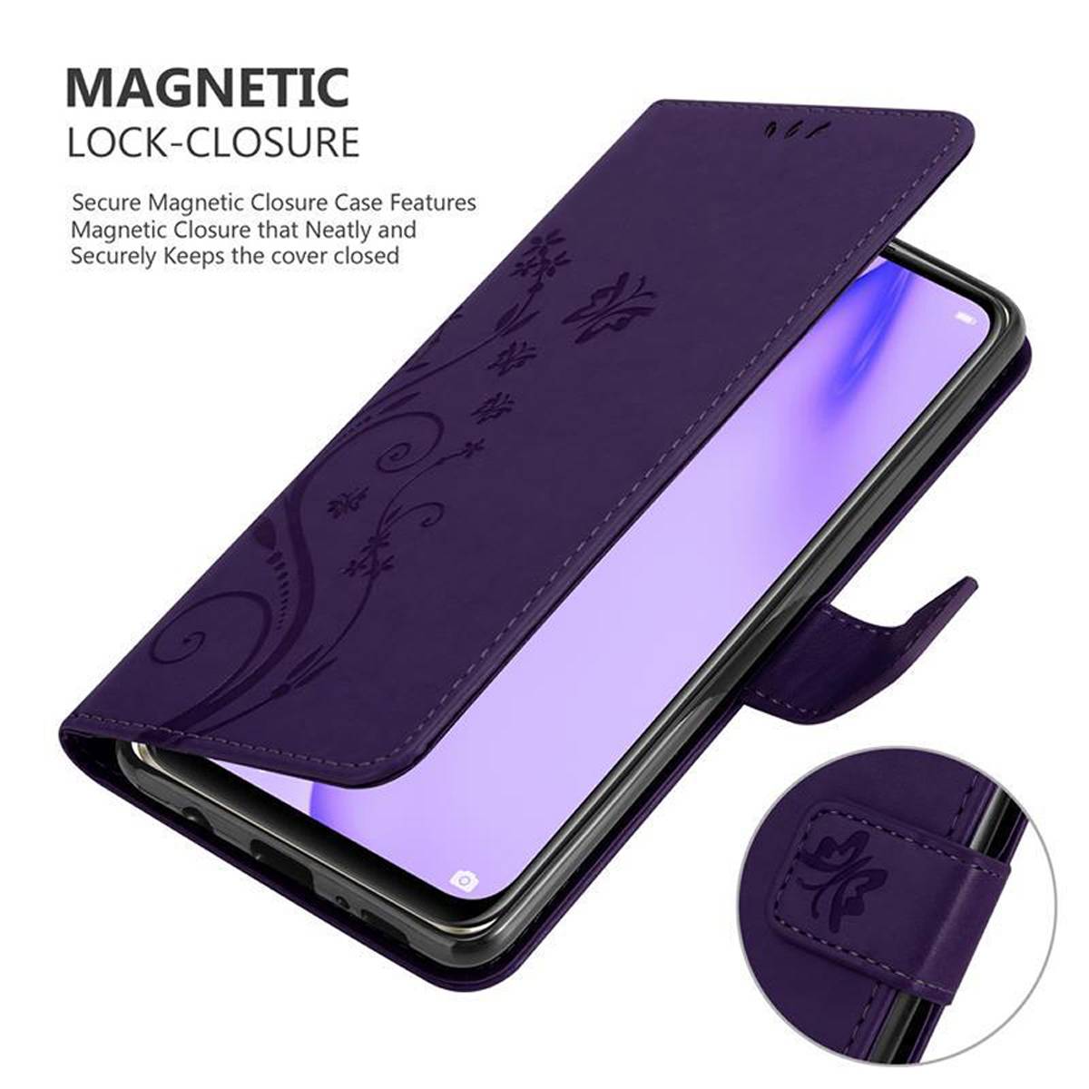 Cadorabo Hülle für Huawei NOVA 6 SE / P40 LITE / NOVA 7i Schutz Hülle in Lila Schutzhülle Handy Hülle Etui Case Blumen