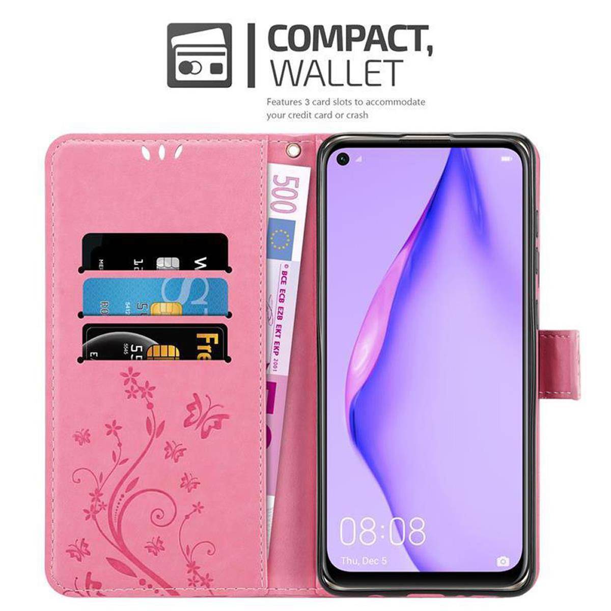 Cadorabo Hülle für Huawei NOVA 6 SE / P40 LITE / NOVA 7i Schutz Hülle in Rosa Schutzhülle Handy Hülle Etui Case Blumen