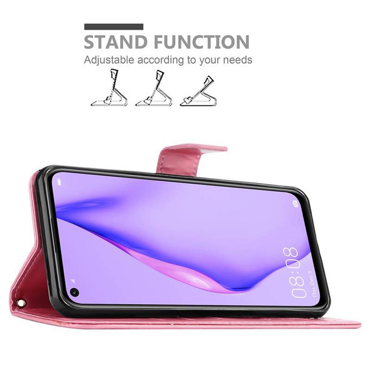 Cadorabo Hülle für Huawei NOVA 6 SE / P40 LITE / NOVA 7i Schutz Hülle in Rosa Schutzhülle Handy Hülle Etui Case Blumen