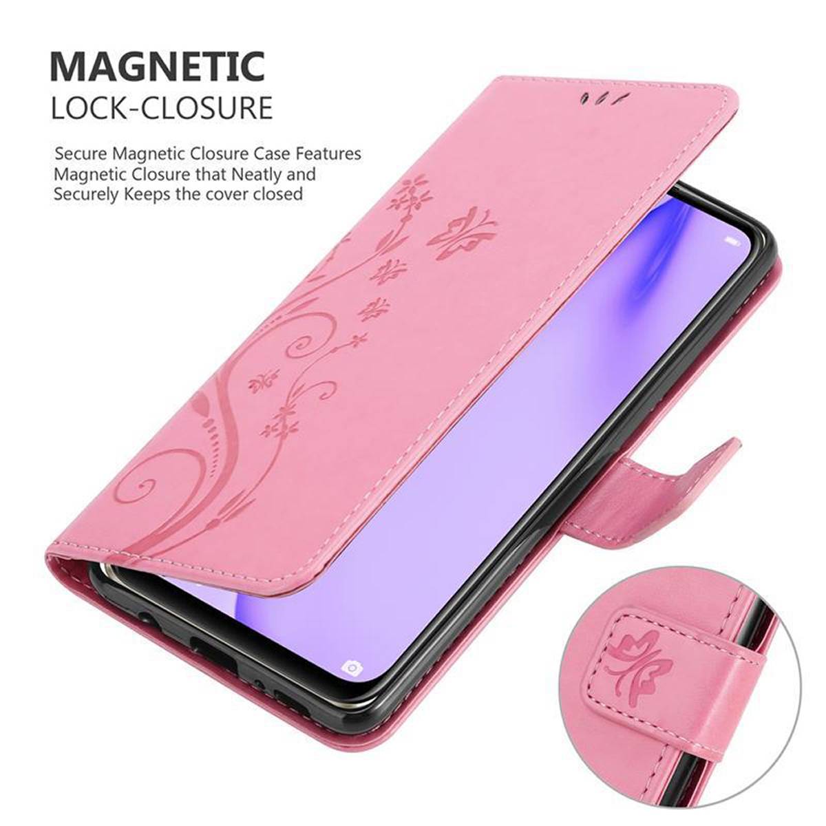Cadorabo Hülle für Huawei NOVA 6 SE / P40 LITE / NOVA 7i Schutz Hülle in Rosa Schutzhülle Handy Hülle Etui Case Blumen