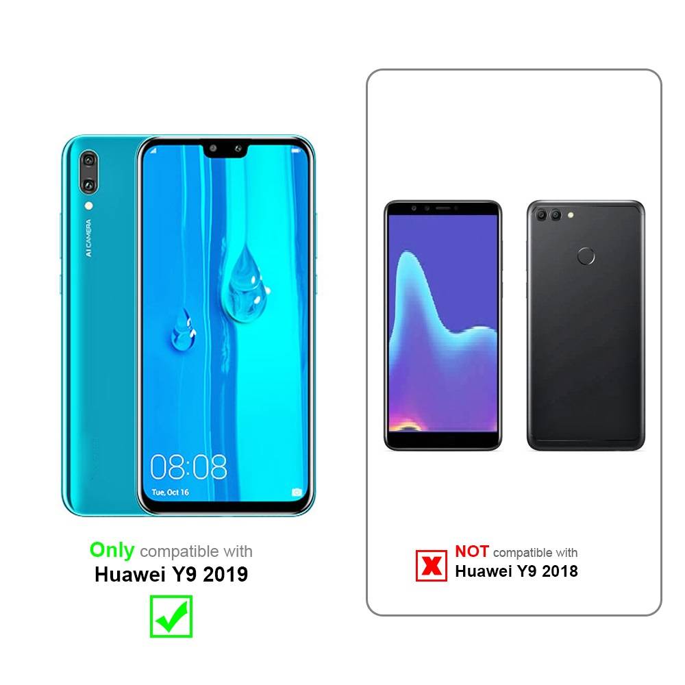 Cadorabo Hülle für Huawei Y9 2019 Schutz Hülle in Grau Schutzhülle Handy Hülle Etui Case Blumen Flower