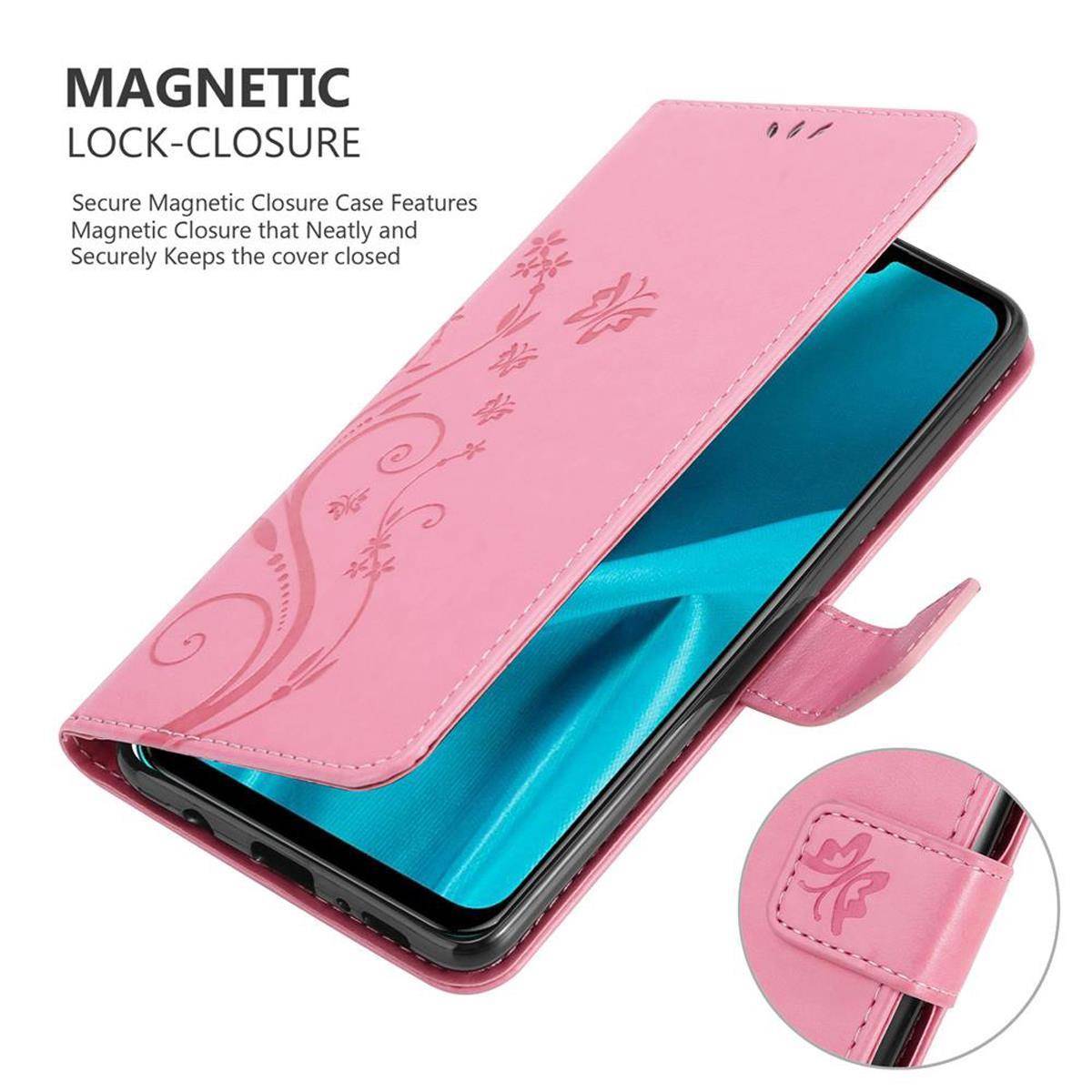 Cadorabo Hülle für Huawei Y9 2019 Schutz Hülle in Rosa Schutzhülle Handy Hülle Etui Case Blumen Flower