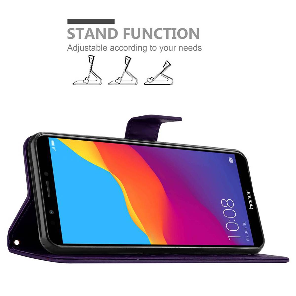 Cadorabo Hülle für Honor 7C / Huawei Y7 2018 Schutz Hülle in Lila Schutzhülle Handy Hülle Etui Case Blumen Flower