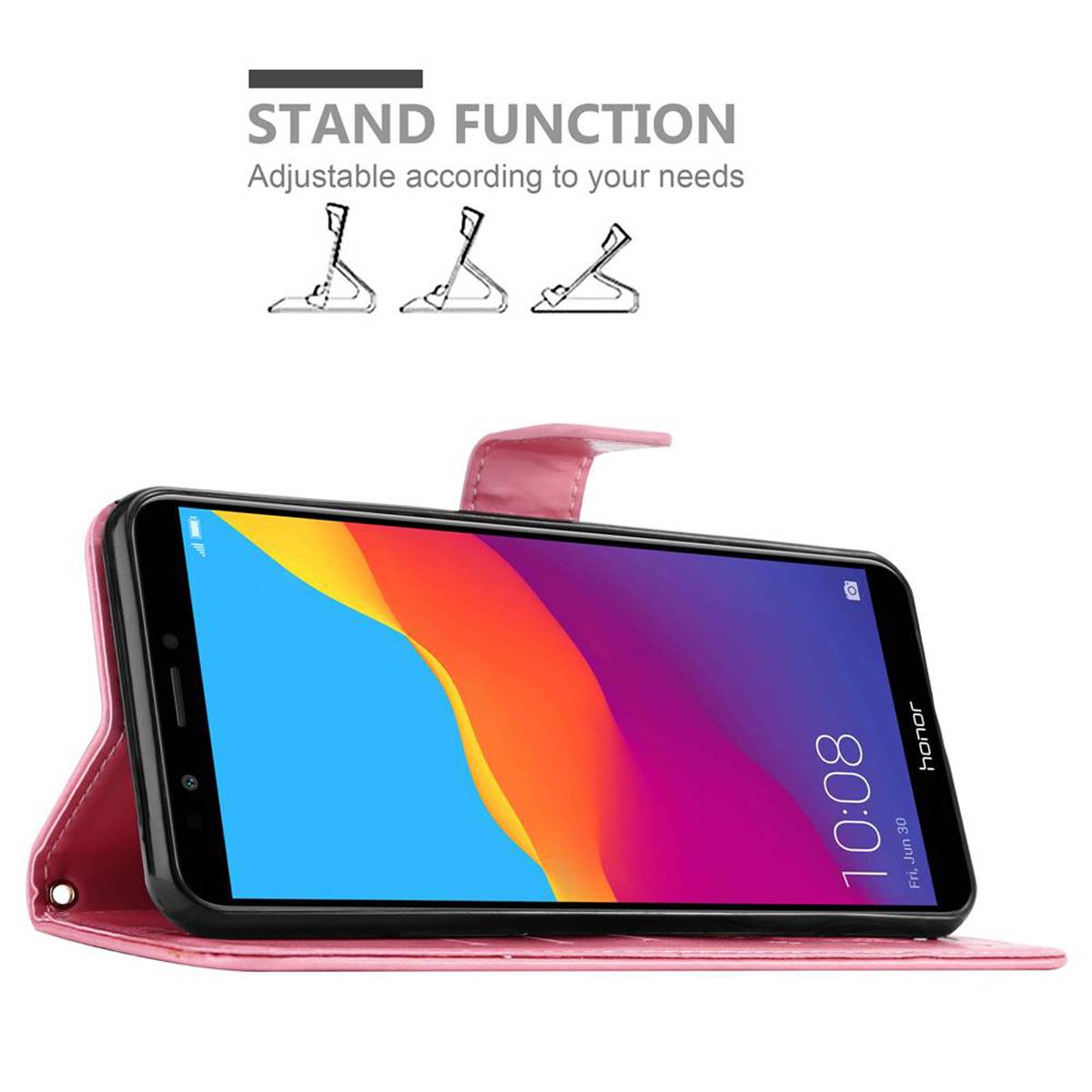 Cadorabo Hülle für Honor 7C / Huawei Y7 2018 Schutz Hülle in Rosa Schutzhülle Handy Hülle Etui Case Blumen Flower