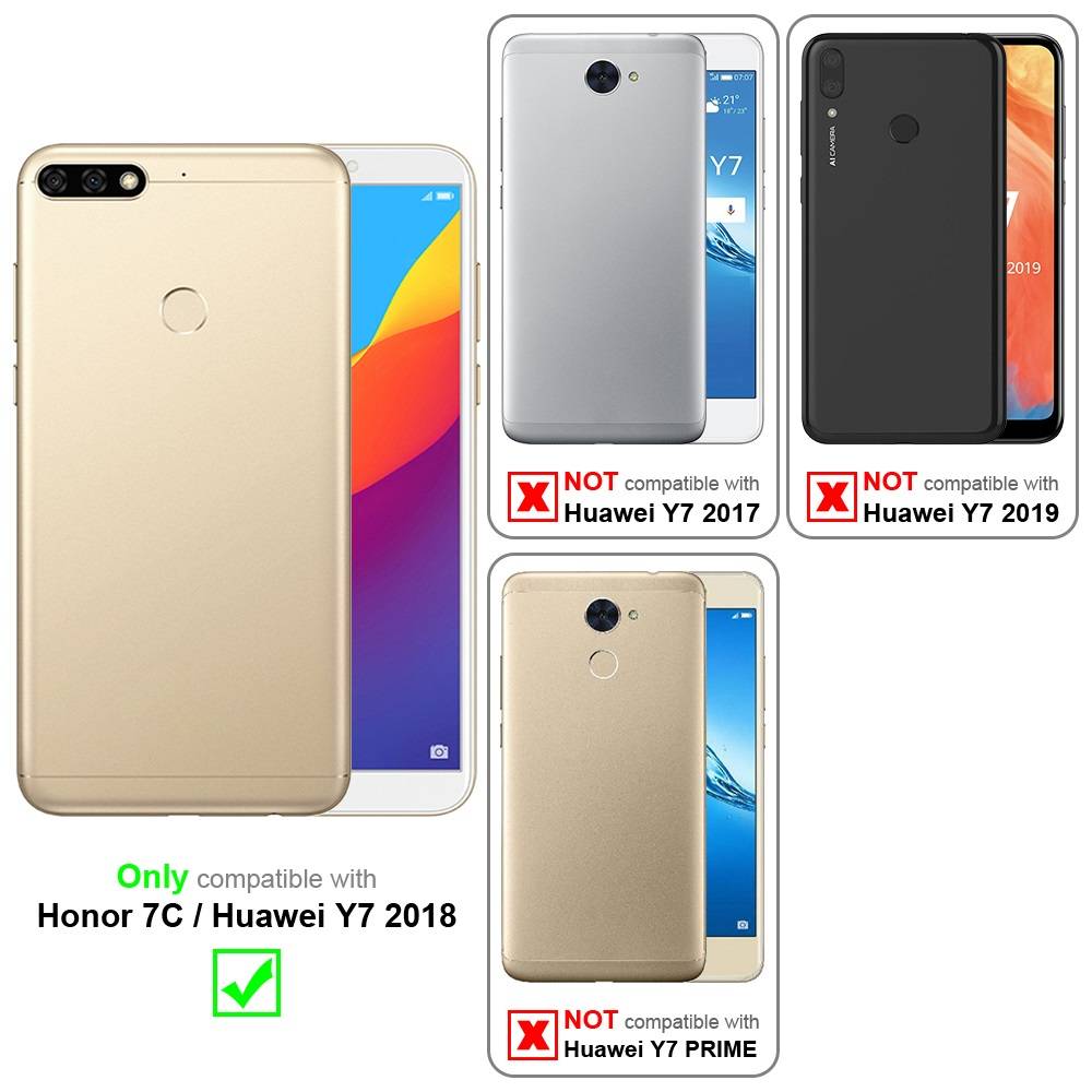 Cadorabo Hülle für Honor 7C / Huawei Y7 2018 Schutz Hülle in Rosa Schutzhülle Handy Hülle Etui Case Blumen Flower