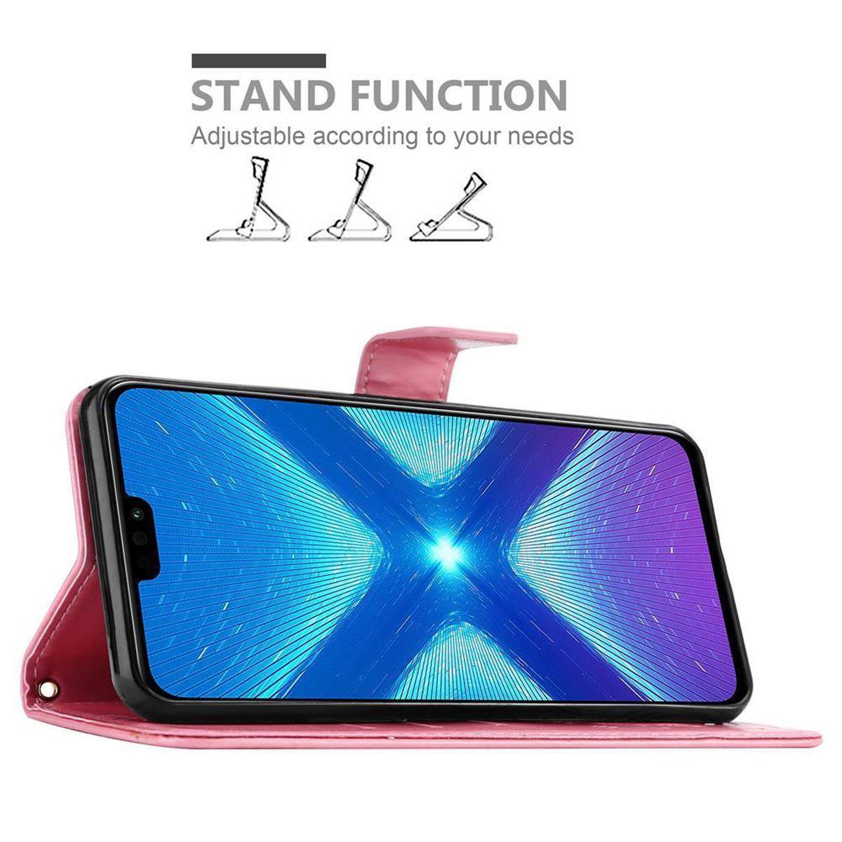 Cadorabo Hülle für Honor 8X Schutz Hülle in Rosa Schutzhülle Handy Hülle Etui Case Blumen Flower
