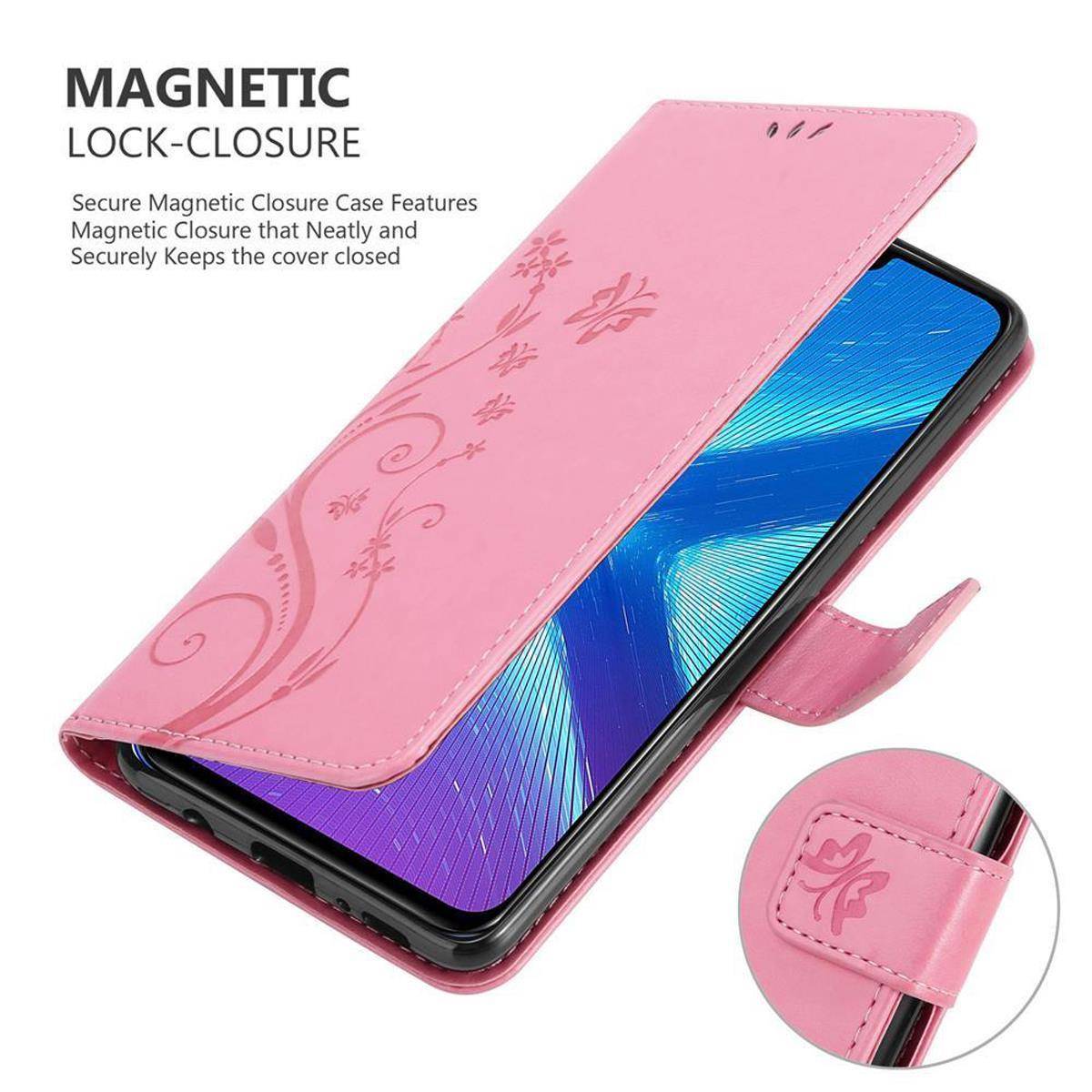 Cadorabo Hülle für Honor 8X Schutz Hülle in Rosa Schutzhülle Handy Hülle Etui Case Blumen Flower