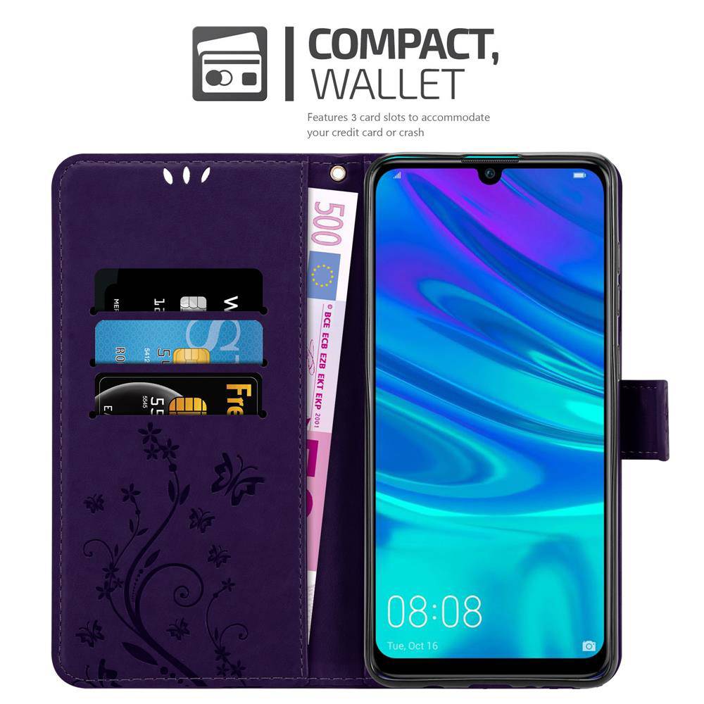 Cadorabo Hülle für Honor 10 LITE / Huawei P SMART 2019 Schutz Hülle in Lila Schutzhülle Handy Hülle Etui Case Blumen